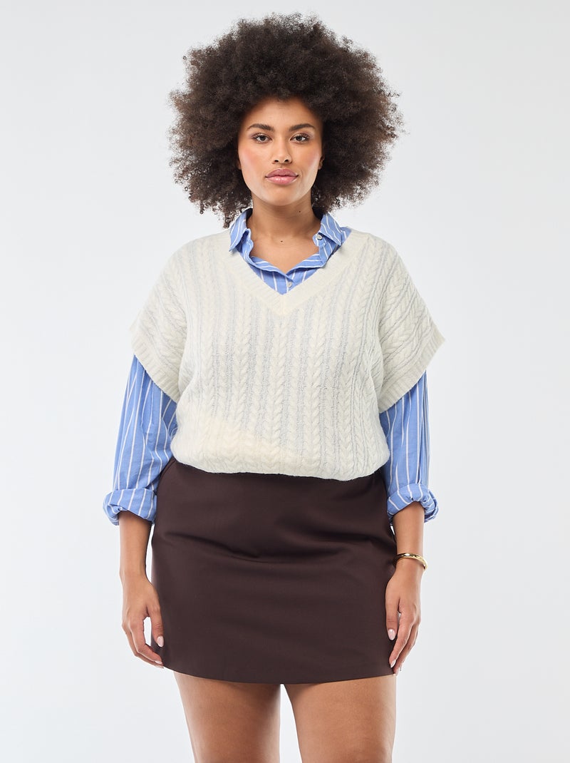 Falda pantalón de tiro alto Marron - Kiabi