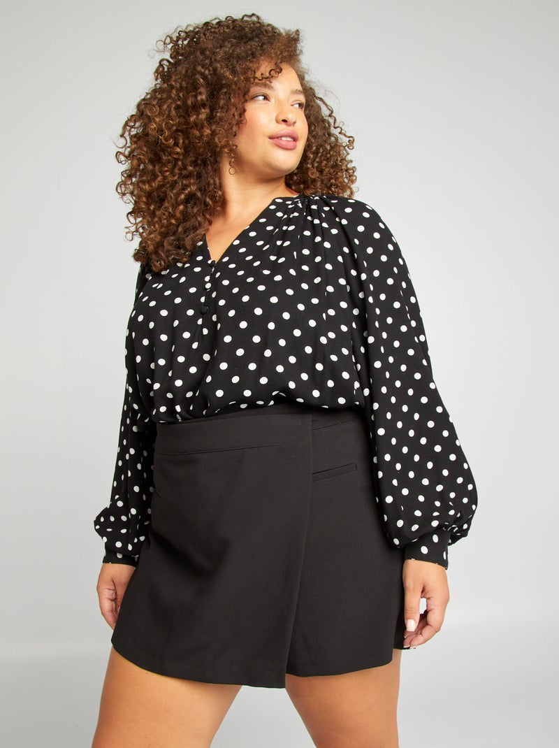 Falda pantalón de tiro alto negro - Kiabi