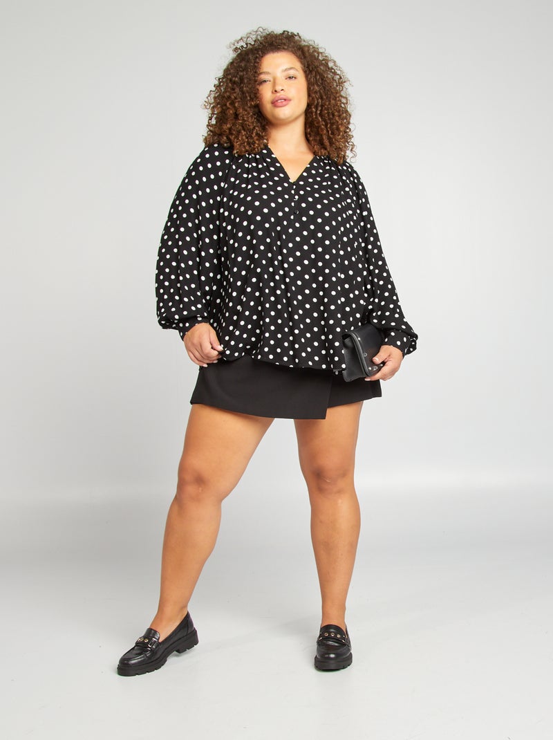 Falda pantalón de tiro alto negro - Kiabi