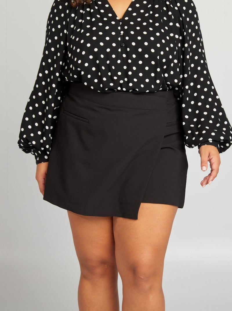 Falda pantalón de tiro alto negro - Kiabi