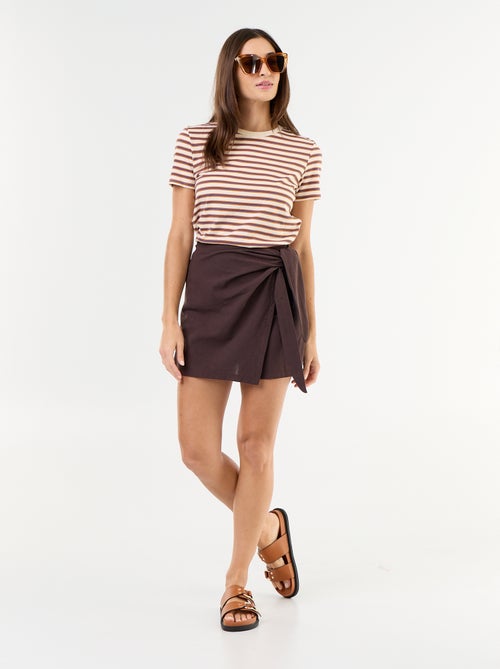 Falda pantalón ligera con cinturón para anudar - Kiabi Falda pantalón ligera con cinturón para anudar - Kiabi