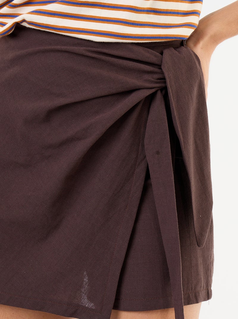Falda pantalón ligera con cinturón para anudar Marron - Kiabi