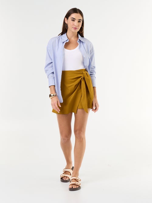 Falda pantalón ligera con cinturón para anudar - Kiabi Falda pantalón ligera con cinturón para anudar - Kiabi