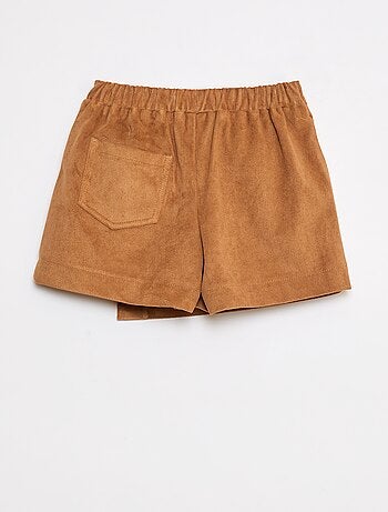 Falda pantalón lisa de antelina