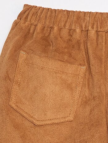 Falda pantalón lisa de antelina