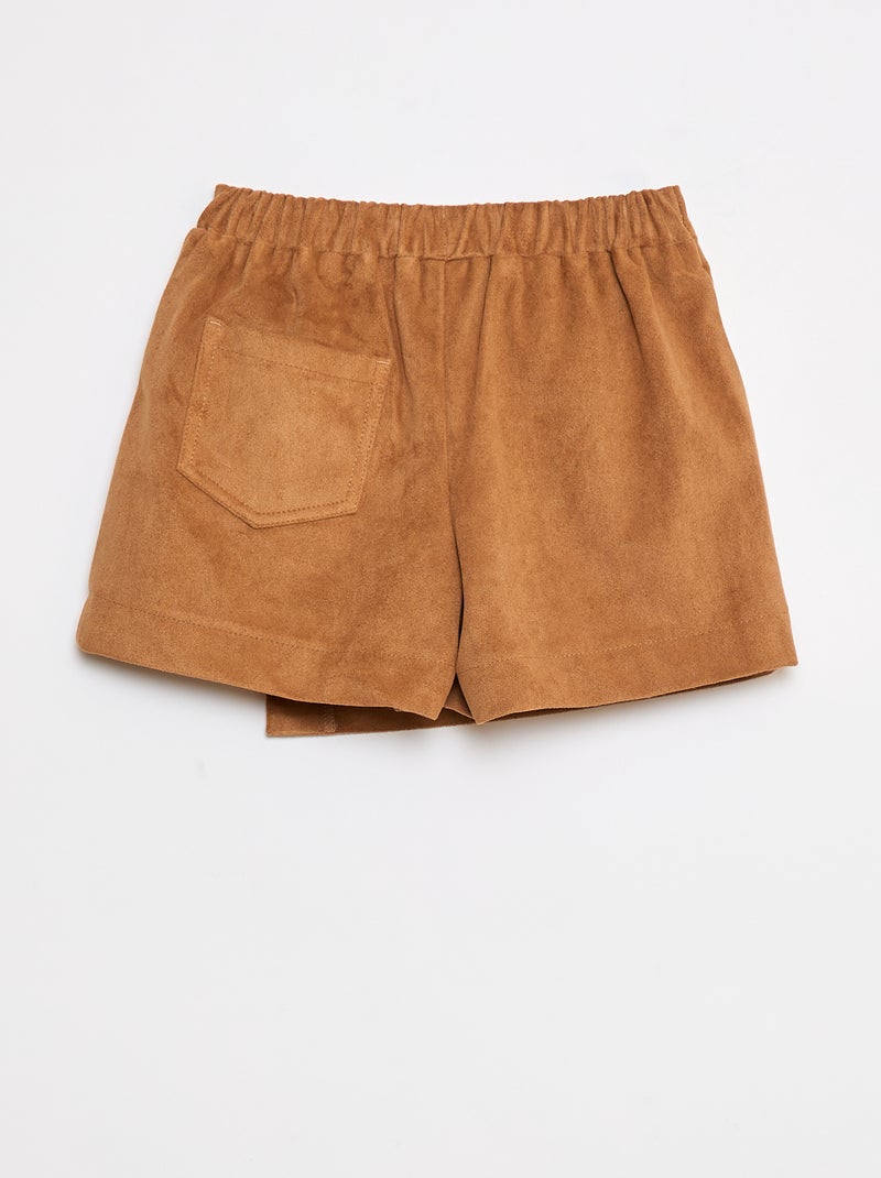 Falda pantalón lisa de antelina Beige - Kiabi