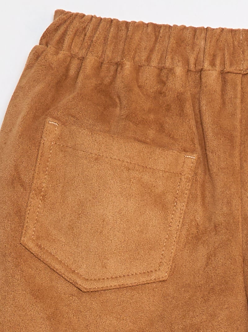 Falda pantalón lisa de antelina Beige - Kiabi