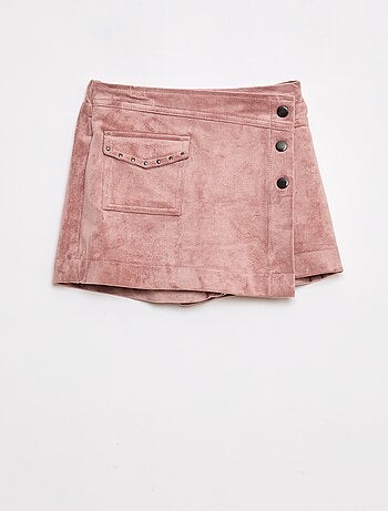 Falda pantalón lisa de antelina