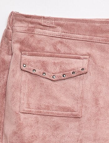 Falda pantalón lisa de antelina