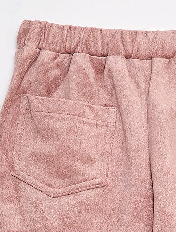 Falda pantalón lisa de antelina