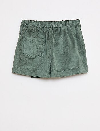 Falda pantalón lisa de antelina
