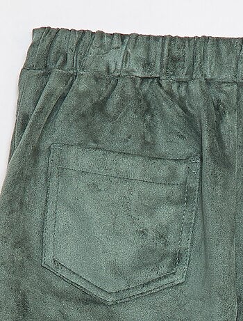 Falda pantalón lisa de antelina
