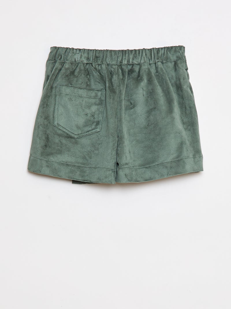 Falda pantalón lisa de antelina Verde - Kiabi
