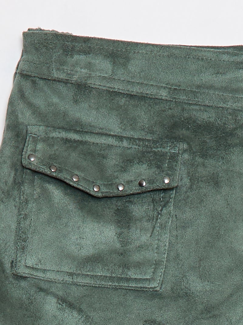 Falda pantalón lisa de antelina Verde - Kiabi