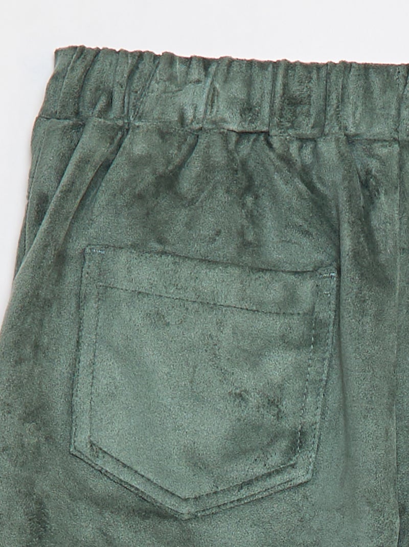 Falda pantalón lisa de antelina Verde - Kiabi