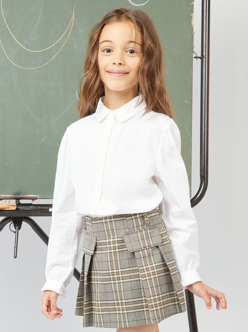 Falda pantalón plisada a cuadros GRIS - Kiabi