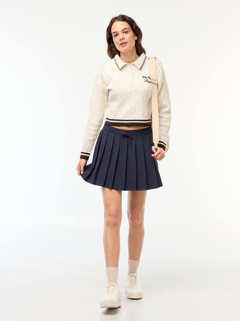 Falda pantalón plisada Azul - Kiabi