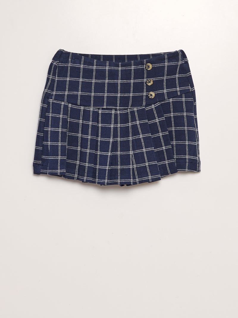 Falda pantalón plisada de punto AZUL - Kiabi