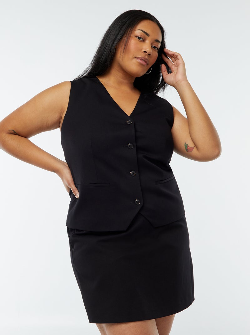 Falda pantalón tiro alto negro - Kiabi