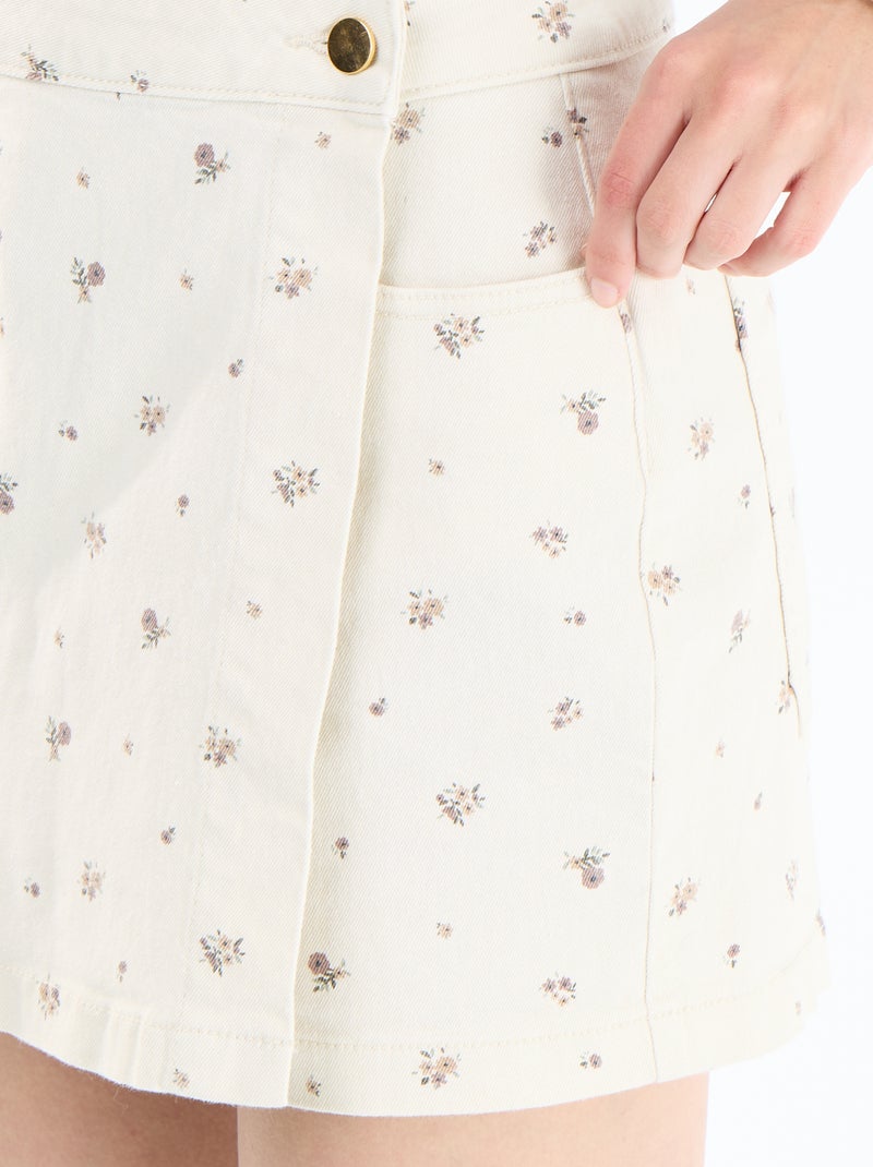 Falda pantalón vaquera Blanco - Kiabi