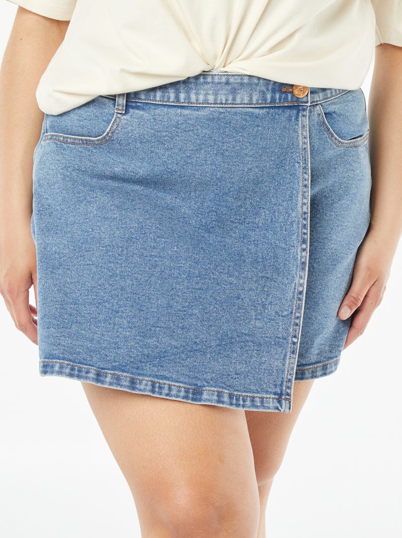 Falda pantalón vaquera con bolsillos Azul - Kiabi