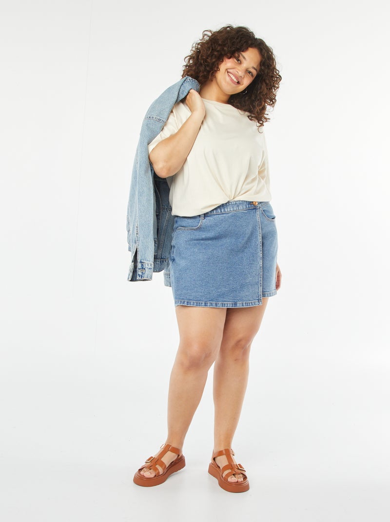 Falda pantalón vaquera con bolsillos Azul - Kiabi