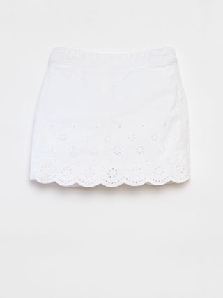 Falda pantalón vaquera con bordado inglés