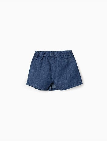 Falda pantalón vaquera con pliegues frontales