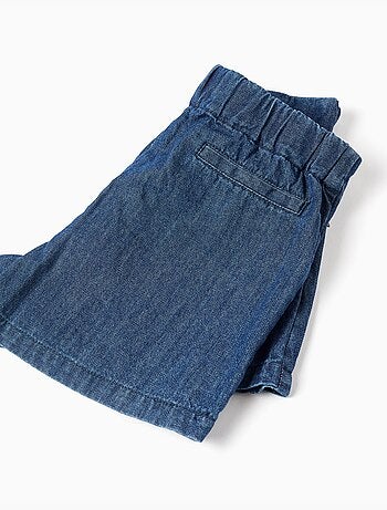 Falda pantalón vaquera con pliegues frontales