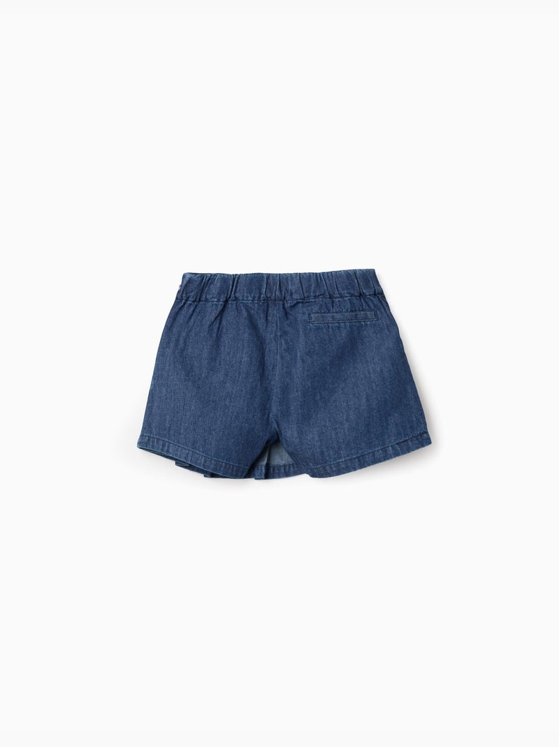Falda pantalón vaquera con pliegues frontales Azul oscuro - Kiabi