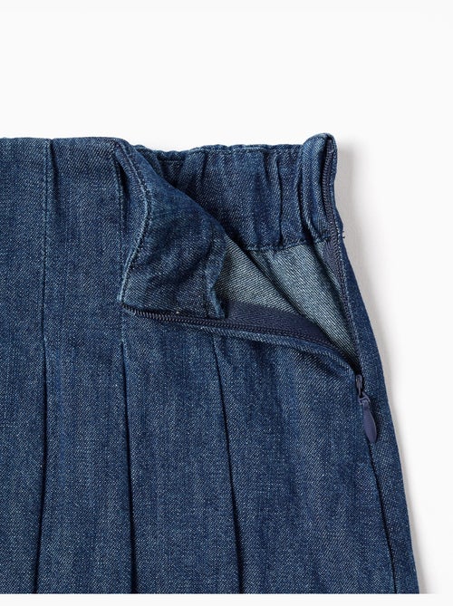 Falda pantalón vaquera con pliegues frontales - Kiabi