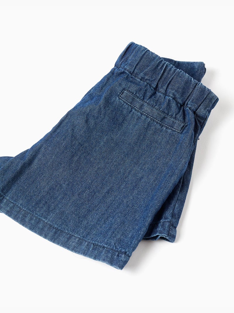Falda pantalón vaquera con pliegues frontales Azul oscuro - Kiabi