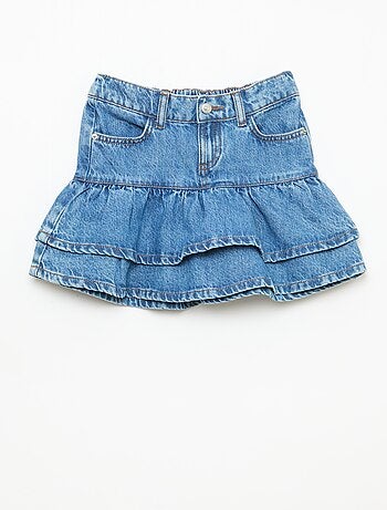 Falda pantalón vaquera con volantes