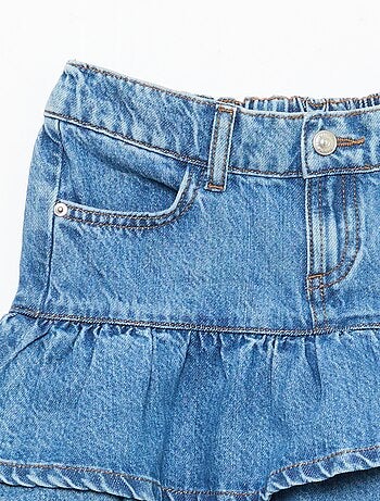 Falda pantalón vaquera con volantes