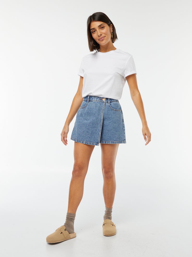 Falda pantalón vaquera corta Azul - Kiabi
