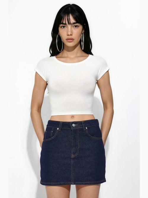 Falda pantalón vaquera desgastada con cierre de cremallera hiccup - Kiabi Falda pantalón vaquera desgastada con cierre de cremallera hiccup - Kiabi