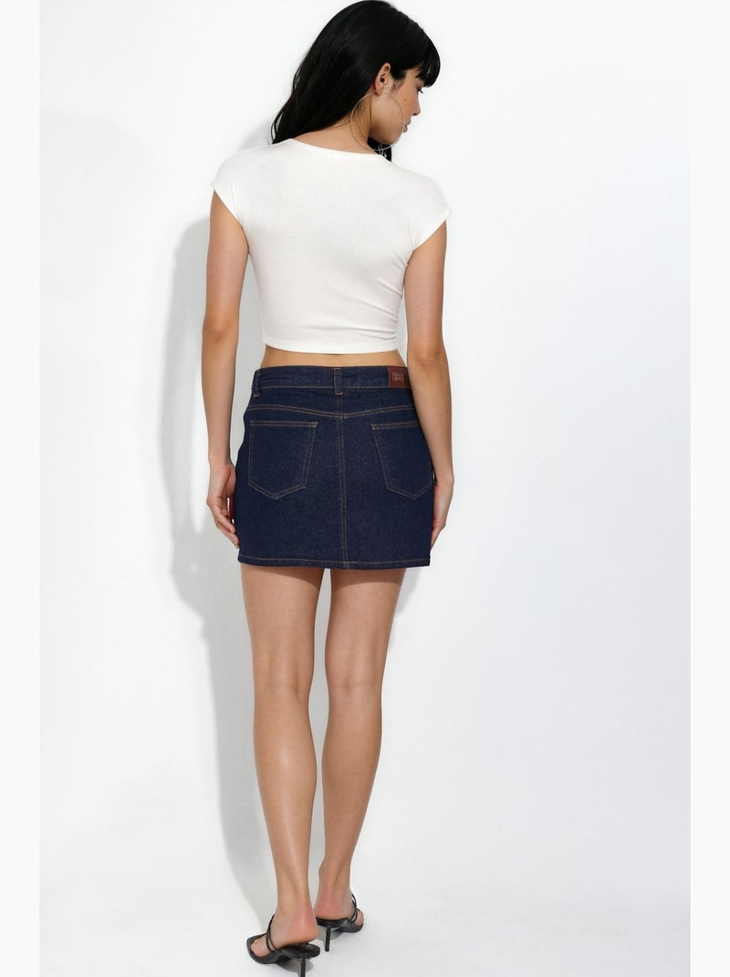 Falda pantalón vaquera desgastada con cierre de cremallera hiccup Azul ultramar - Kiabi