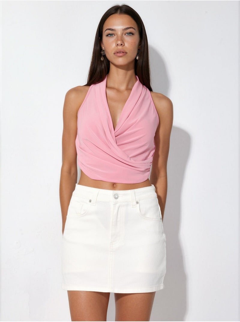 Falda pantalón vaquera desgastada con cierre de cremallera hiccup Blanco - Kiabi