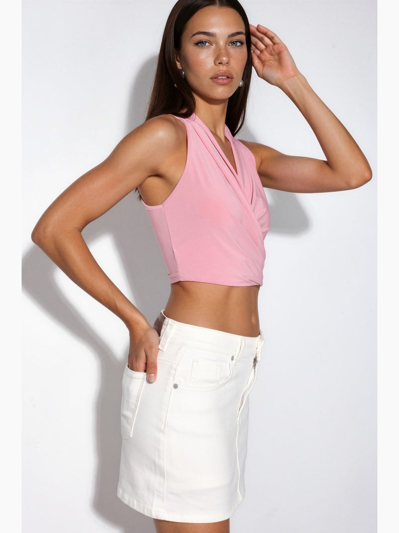Falda pantalón vaquera desgastada con cierre de cremallera hiccup Blanco - Kiabi