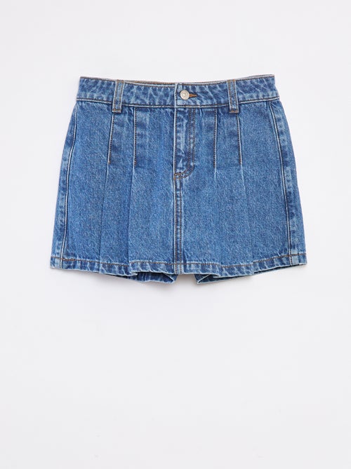 Falda pantalón vaquera plisada - Kiabi