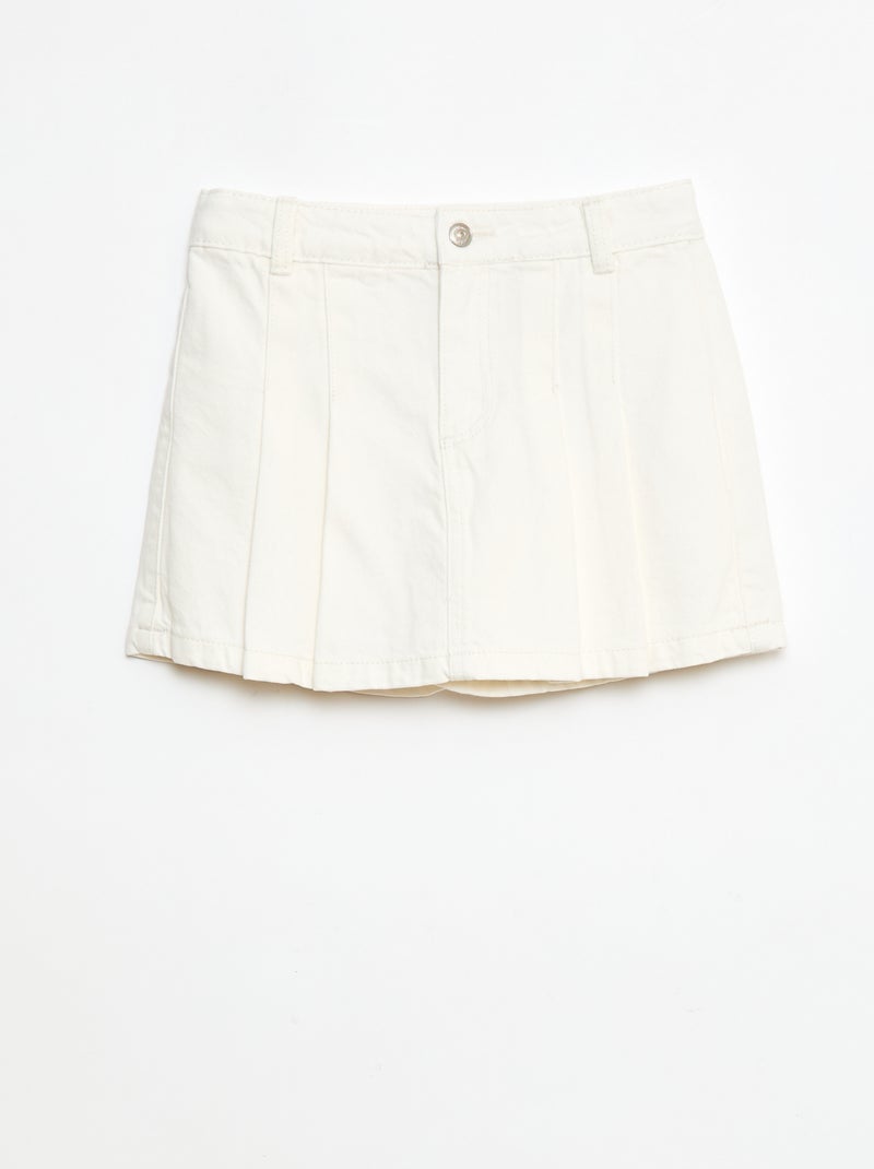 Falda pantalón vaquera plisada Blanco - Kiabi