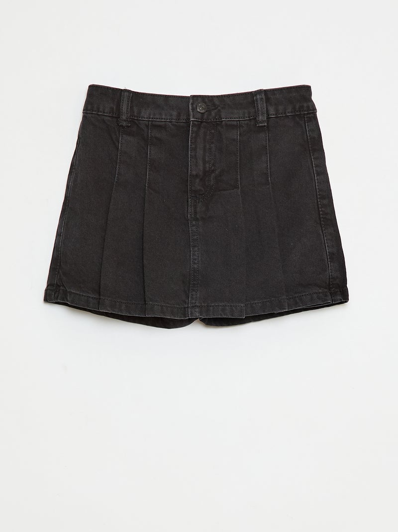 Falda pantalón vaquera plisada Gris - Kiabi