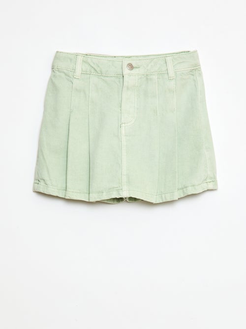 Falda pantalón vaquera plisada - Kiabi