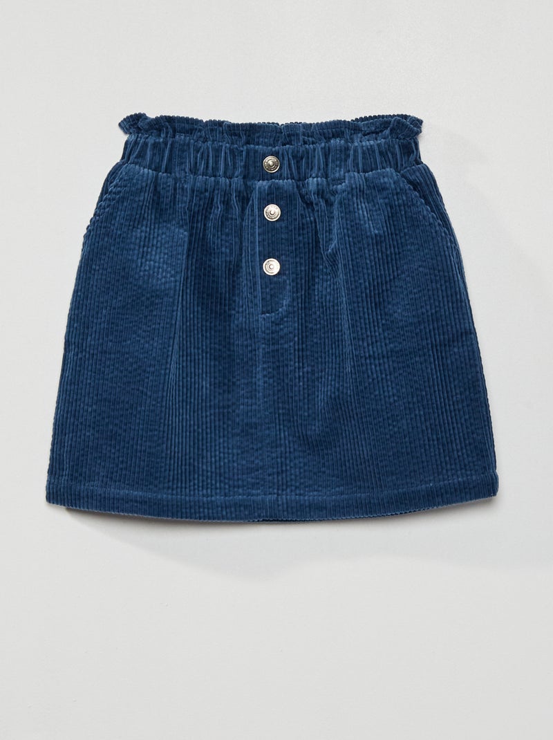 Falda paperbag de terciopelo azul oscuro - Kiabi
