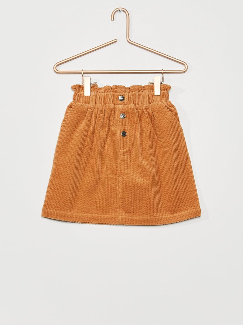 Falda paperbag de terciopelo MARRON - Kiabi