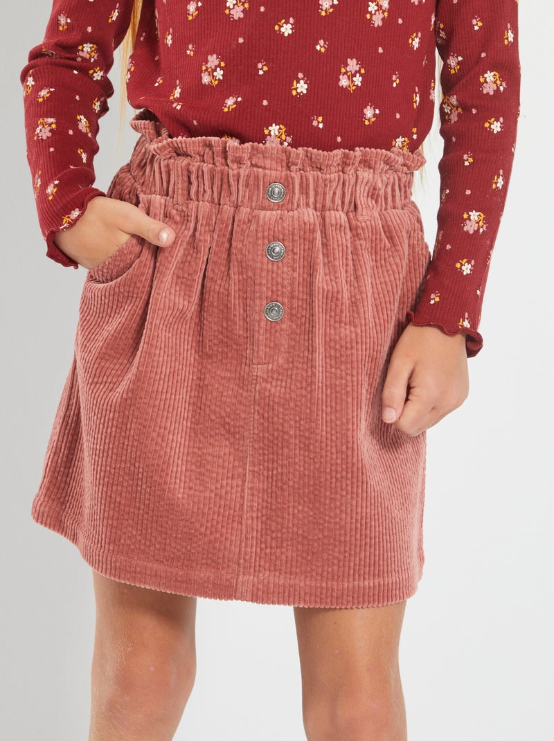 Falda paperbag de terciopelo ROSA - Kiabi