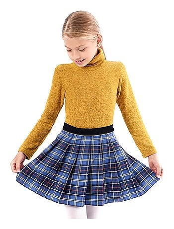 Falda Plisada de Invierno para Niña | Cuadros Tartan Azul Real | LONDON