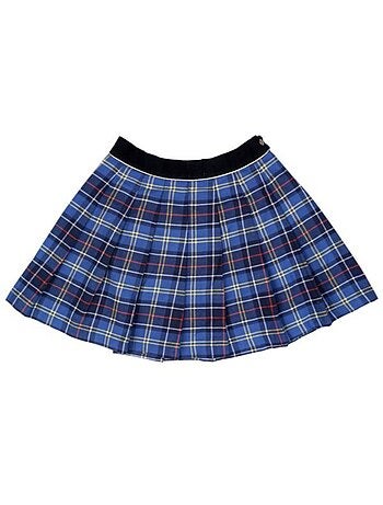 Falda Plisada de Invierno para Niña | Cuadros Tartan Azul Real | LONDON