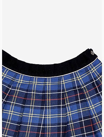 Falda Plisada de Invierno para Niña | Cuadros Tartan Azul Real | LONDON