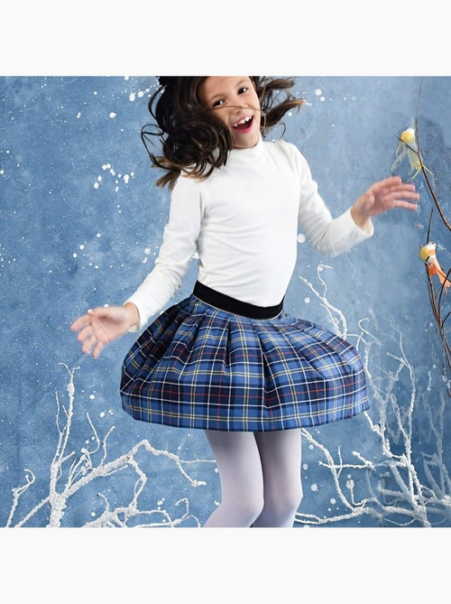 Falda Plisada de Invierno para Niña | Cuadros Tartan Azul Real | LONDON - Kiabi